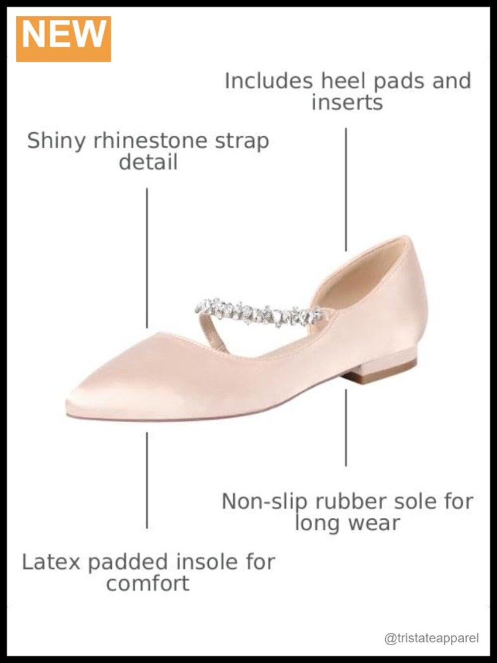 ERIJUNOR Women's Low Heel Pointy Toe Pumps Satin Rhinestone Wedding Party Shoes - Picture 2 of 6